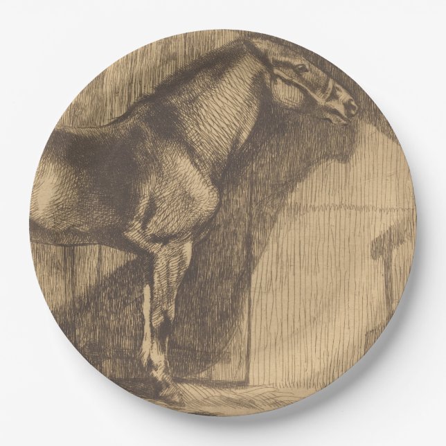 Plato De Papel Esbozo de un Pony (de Paul-Albert Besnard) (Anverso)