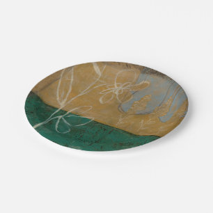 Plato De Papel Esbozo floral con flores silvestres y plantas