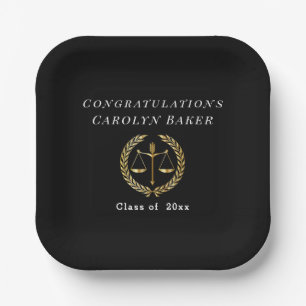 Plato De Papel Escala de justicia de oro de graduación Corona de