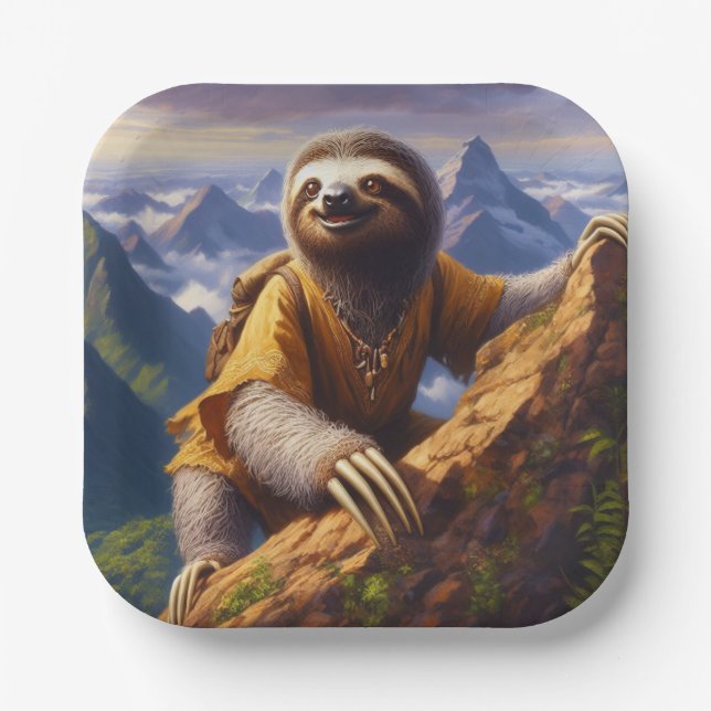 Plato De Papel Escalada de Montaña Sloth (Anverso)