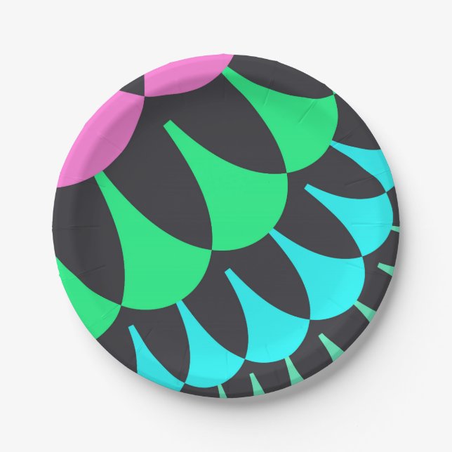 Plato De Papel Escalas azul claro y verde (Anverso)