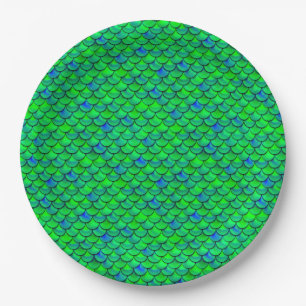 Plato De Papel Escalas azules verdes caídas