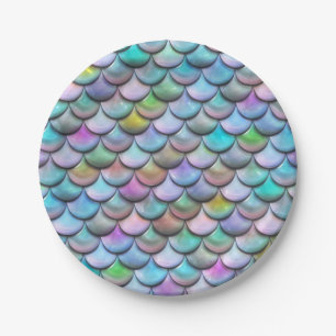 Plato De Papel Escalas coloridas nacaradas brillantes brillantes