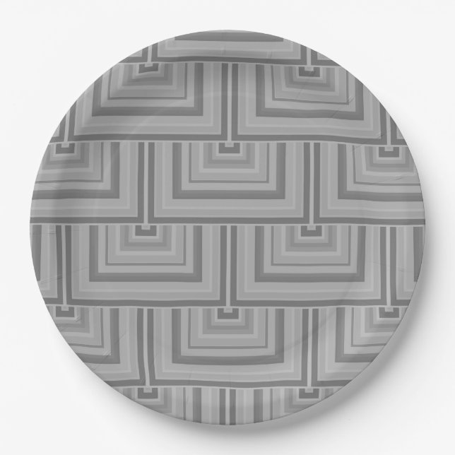 Plato De Papel Escalas cuadradas grises (Anverso)