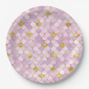 Plato De Papel Escalas de Lilac y Sirena de Oro