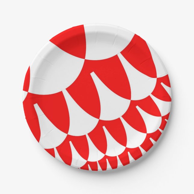 Plato De Papel Escalas rojas y blancas (Anverso)