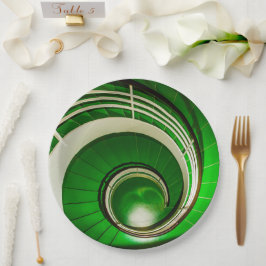 Plato De Papel Escalera circular verde