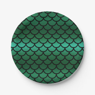 Plato De Papel Escamas de sirena Green & Black Fantasy Fish