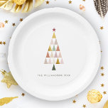 Plato De Papel Escándalo moderno minimalista simple árbol de Navi<br><div class="desc">¡Deseándote Navidades minimalistas! 🌟 Envíe cálidos deseos con nuestras modernas placas de papel para Navidades Faux Gold de Rubor. Sencilla elegancia para una temporada alegre. ¡Difundan alegría por las vacaciones con estilo! 🎄 #MinimalistHoliday #FestiveGreetings</div>