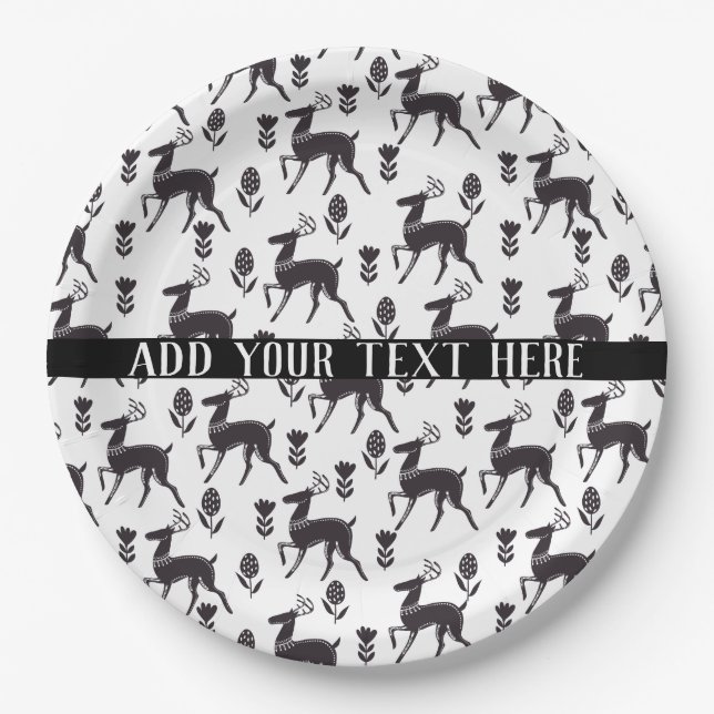 Plato De Papel Escandia Folk Art Deer (Anverso)