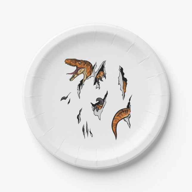 Plato De Papel Escape de Velociraptor (Anverso)