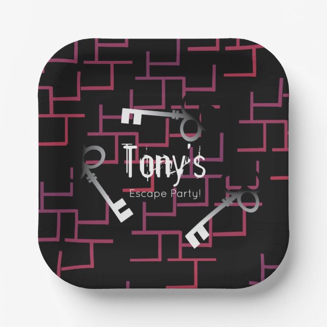 Plato De Papel Escape Fiesta Birthday Maze Keys (Anverso)