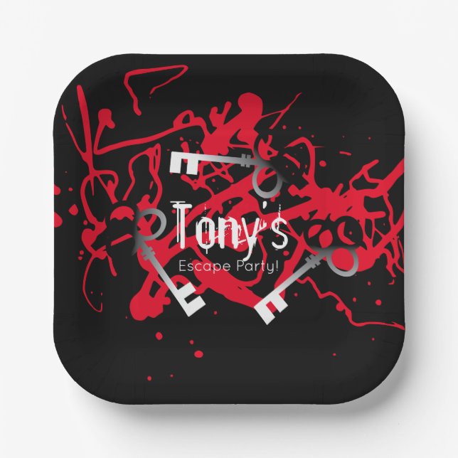 Plato De Papel Escape Fiesta Birthday Maze Keys Misterio (Anverso)