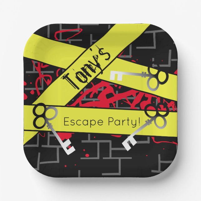 Plato De Papel Escape Fiesta Birthday Maze Keys Mystery Mix (Anverso)
