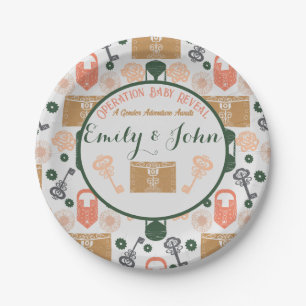 Plato De Papel Escape Room Gender Revelar Baby Shower