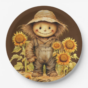 Plato De Papel Escarecrow con girasol