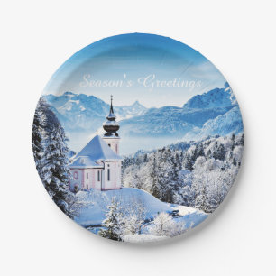 Plato De Papel Escena de invierno personalizada 