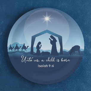 Plato De Papel Escena de la Natividad de Navidad Religiosa Fiesta
