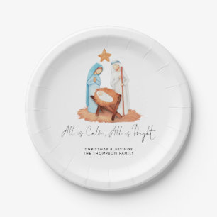 Plato De Papel Escena De Natividad minimalista Todo Es Nombre Cal