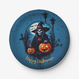 Plato De Papel Escena espeluznante de Halloween