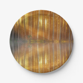 Plato De Papel Escenario de Bosque Misty