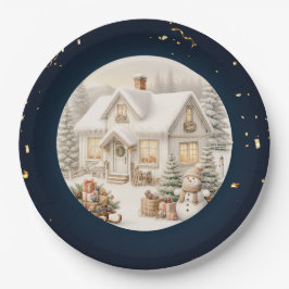 Plato De Papel Escenario único de Navidad