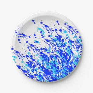 Plato De Papel Escenas de pintura azul