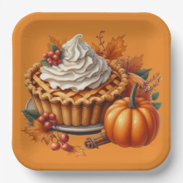 PLATO DE PAPEL ESCENAS TEMÁTICAS DE OTOÑO COLORIDO