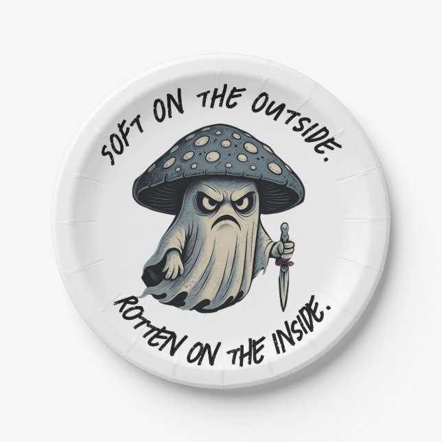 Plato De Papel Escoba asesina - Fantasma espeluznante con cuchill (Anverso)