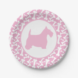 Plato De Papel Escocés y huesos rosados de Buncha