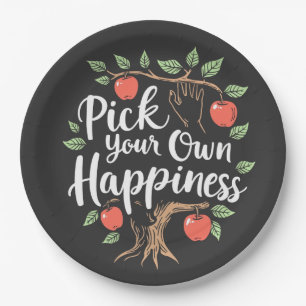 Plato De Papel Escoja su propia felicidad Apple Picking Season Fa