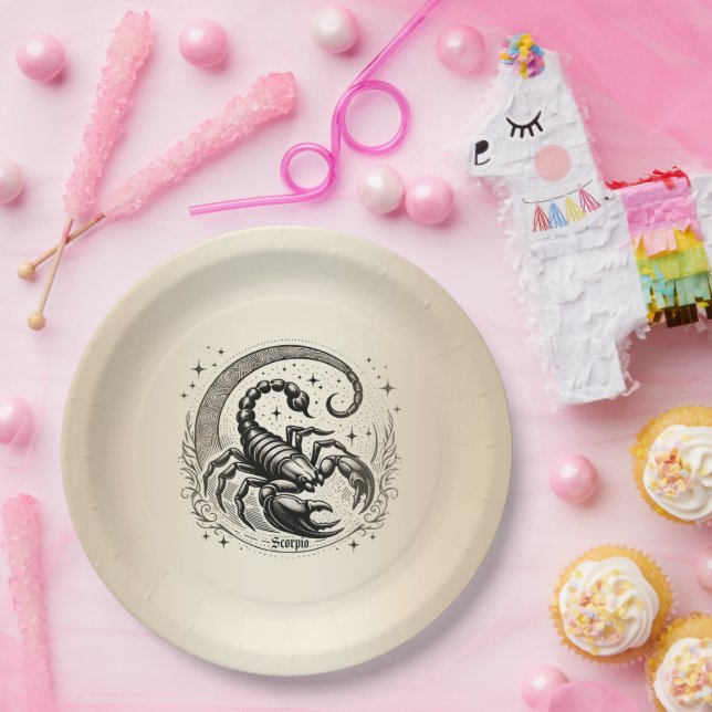 Plato De Papel Escorpión Crescent Astrología lunar Zodiac Scorpio (Fiesta)