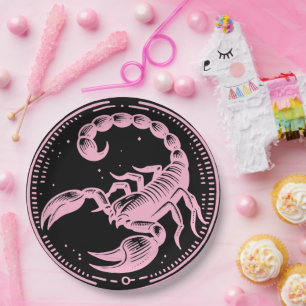 Plato De Papel Escorpión Rosa Astrología Signo Zodiacal Escorpio