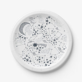 Plato De Papel Escrito en la constelación de las estrellas