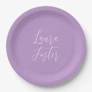 Plato De Papel Escritura a mano Elegante Nombre Lilac Color