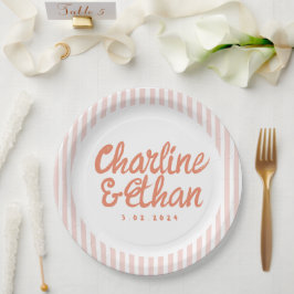 Plato De Papel Escritura a mano en placas de papel Boda retro