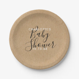 Plato De Papel Escritura elegante de Baby Shower neutro ruso