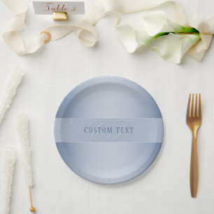 Plato De Papel Escritura Elegante Editable En Monograma Azul