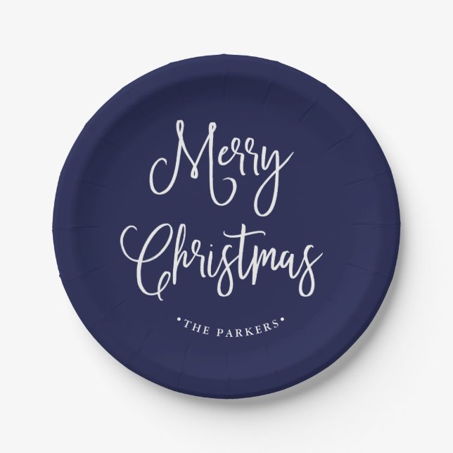 Plato De Papel Escritura manuscrita de las Felices Navidad el | (Anverso)