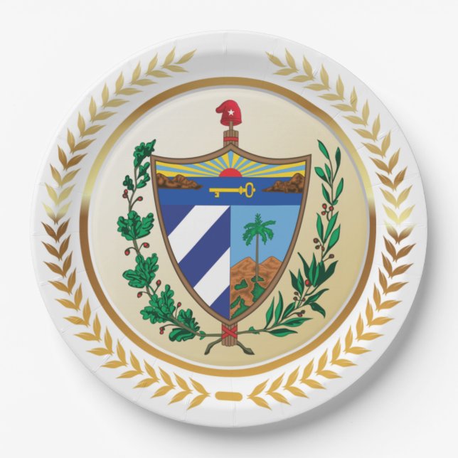 Plato De Papel Escudo de armas de Cuba (Anverso)