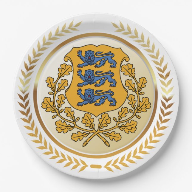 Plato De Papel Escudo de armas de Estonia (Anverso)