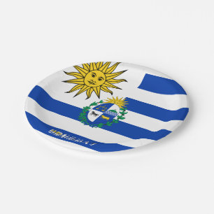 Plato De Papel Escudo de armas de la bandera uruguaya