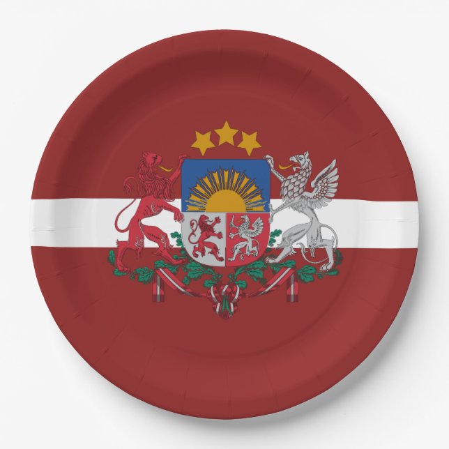 Plato De Papel Escudo de armas de Letonia (Anverso)