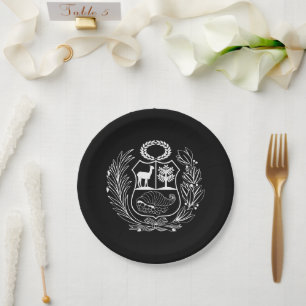 Plato De Papel Escudo de armas Fiesta de la Bandera del Perú