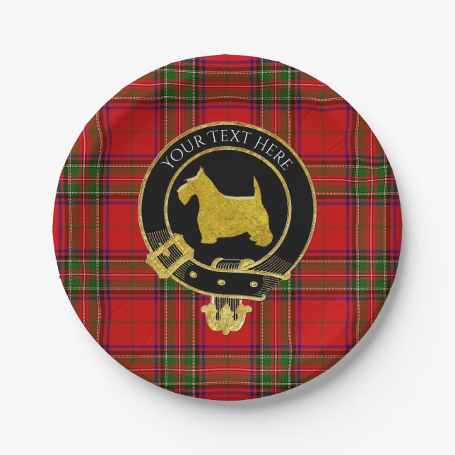 Plato De Papel Escudo de Clan Terrier de Escocia  (Anverso)