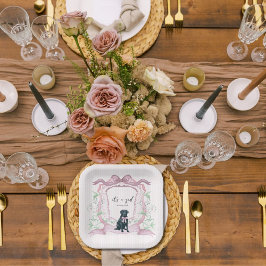 Plato De Papel Escudo de Personalizable rosado de Coquette Labrad