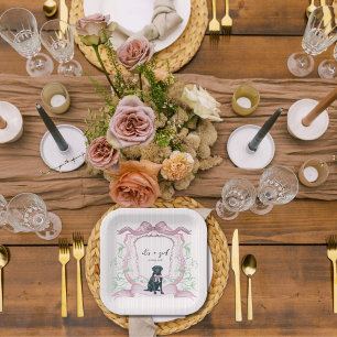 Plato De Papel Escudo de Personalizable rosado de Coquette Labrad
