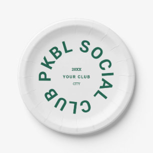 Plato De Papel Escudo del club social Pickleball del PKBL Verde