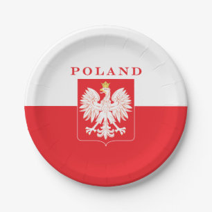 Plato De Papel Escudo del rojo de Polonia Eagle