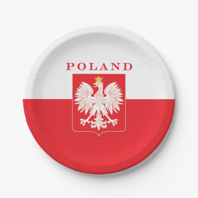 Plato De Papel Escudo del rojo de Polonia Eagle (Anverso)